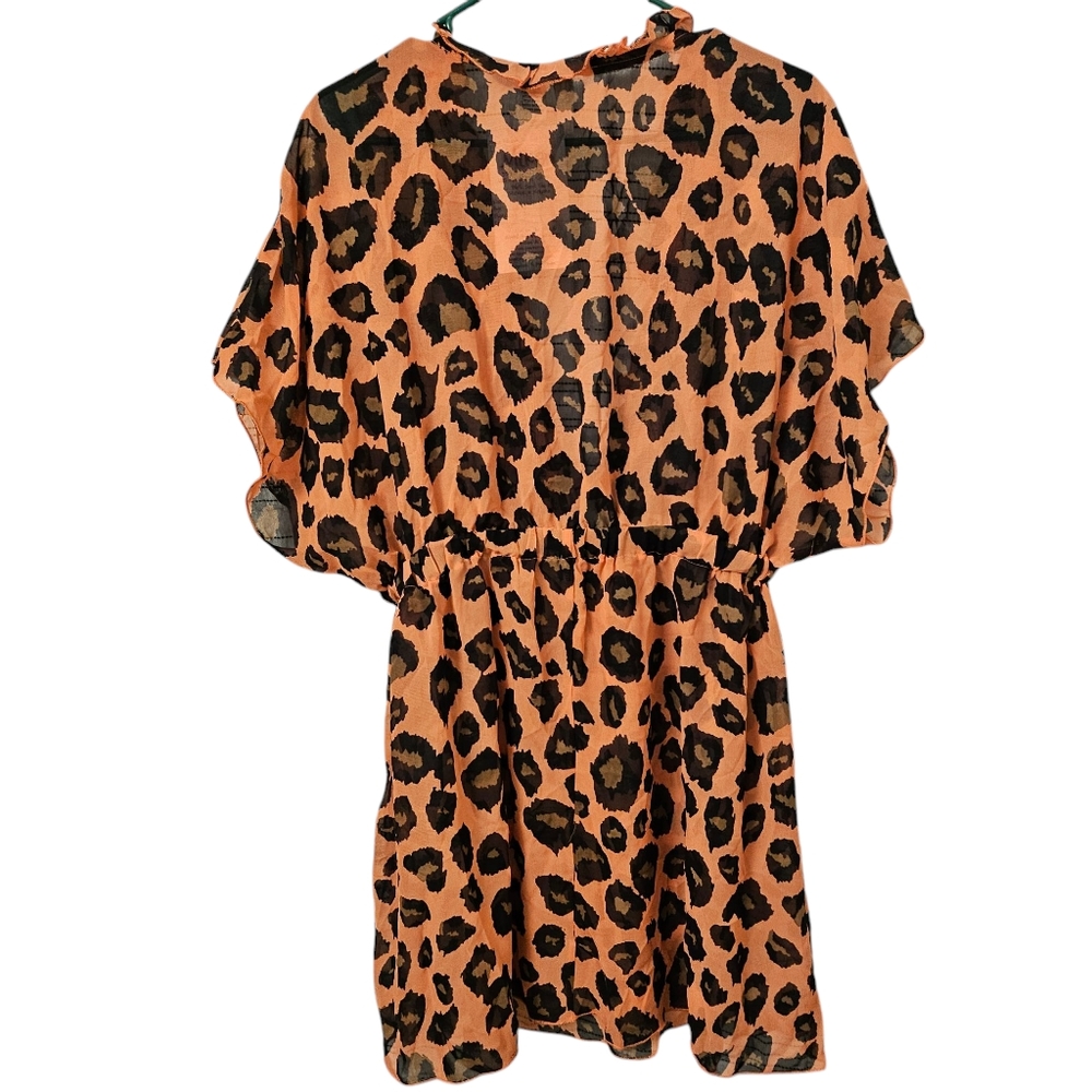 Miken Swim Animal Print Ruffle Swim Cover Up Size XL NWT - Picture 2 of 3